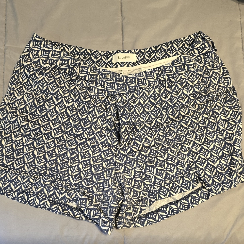 Level 99 Blue and White High Waist Shorts